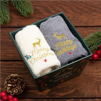Набор полотенец Merry christmas, 30×60 см - 2 шт., 100% хлопок, 340 г/м²