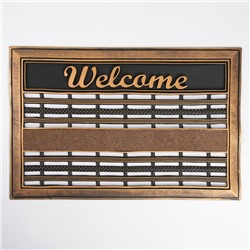 Коврик придверный «Welcome ребристый», 39×60 см, цвет золотой
