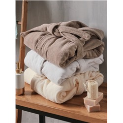 Халат махровый женский SL HOME: Basic «Айвори», хлопок 100%, молочный