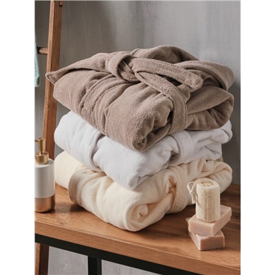 Халат махровый женский SL HOME: Basic «Айвори», хлопок 100%, молочный