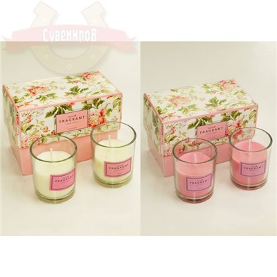 Н-р свечей из 2шт в стекле Fragrant luxury 15*8*7.5см (2 вида) п/у