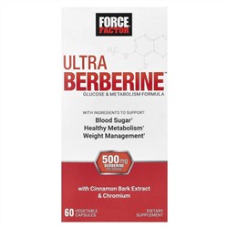 Force Factor, ультраберберин, добавка для глюкозы и здорового метаболизма, 500 мг, 60 растительных капсул (250 мг в 1 капсуле)