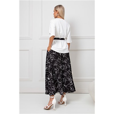 Бело-чёрный костюм с длинной юбкой Дарьяна №3