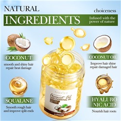 Масло для волос с кокосом в капсулах Sadoer, 30 капсул.