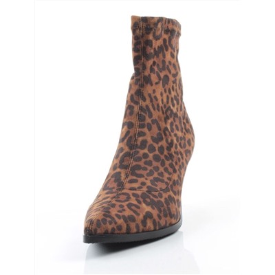 01-H26B-42PC BROWN LEOPARD Ботильоны демисезонные женские (велюр)