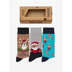 Носки НГ комплект 3 пары, р.37-44 "Happy NY"
