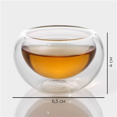 Пиалы с двойными стенками Magistro «Сакура», набор 6 шт.: 50 мл, стекло, прозрачные