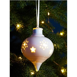 Ёлочный шар с подсветкой «Снежный», 10.7×8.5×8.5 см, 1 LED, керамика, от батареек LR44×3, керамика, свечение тёплое белое