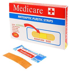 Пластырь Medicare с антисептиком и акринолом 100 штук, коричневый