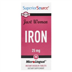 Superior Source, Just Women, железо, 25 мг, 90 быстрорастворимых таблеток