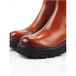 01-BE22B-4C BROWN Ботинки демисезонные женские (натуральная кожа, байка)