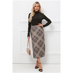 Юбка из плотного трикотажа в клетку с разрезами Луана №1