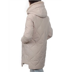 310 BEIGE Пальто зимнее стеганое женское (200 гр. холлофайбер, натуральная норка)