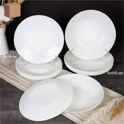 Столовый набор 12 предметов фактурный GRAY-12 758 (WHITE) (уп 4757