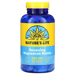 Nature's Life, восстанавливающий малат магния, 200 мг, 250 таблеток