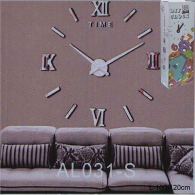 Часы аппликация 3D 100-120 см / AL031S /уп 36/ серебро