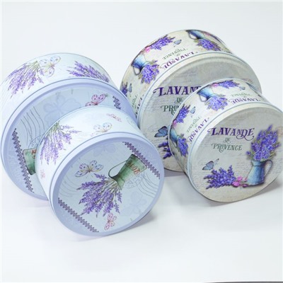 Н-р из 2-х круглых Коробок металл Lavender (17*8 см, 14*7.5 см)