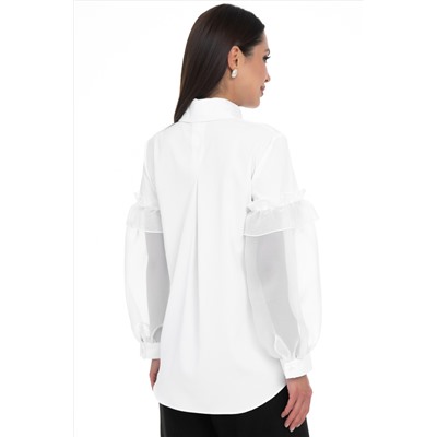 Блузка белая с рукавами из органзы