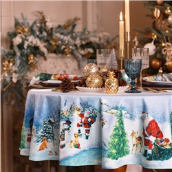 Скатерть новогодняя «Этель. Рождественский вечер», d=150 см, 100% хлопок, саржа 190 г/м²