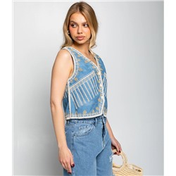 Джинсовый жилет #КТ103 (10), голубой