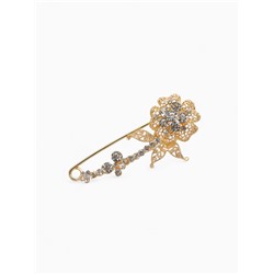 Булавка «Цветок» ажурная композиция, 8 см, белая в золоте