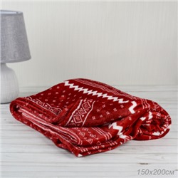 Плед флисовый 150х200 см Красный с белыми снежинками / GP611-4 /уп 100/ 696142