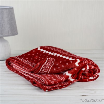Плед флисовый 150х200 см Красный с белыми снежинками / GP611-4 /уп 100/ 696142