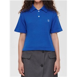 Поло с коротким рукавом из хлопка с вышивкой, синий