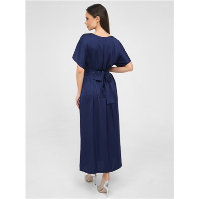 Платье нарядное синее с широким поясом