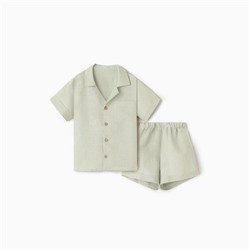 Костюм детский (рубашка и шорты) Крошка Я Linen, р. 86-92, зеленый