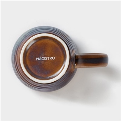 Кружка Magistro Garland, 320 мл, фарфор, синяя, коричневая