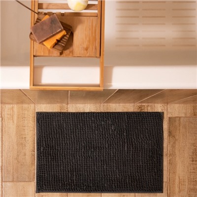 Коврик для ванной «Этель. Букли», 38×58 см, тёмно-серый