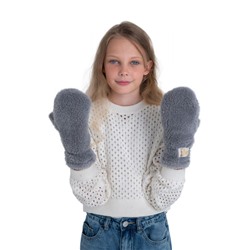 Варежки детские меховые серые