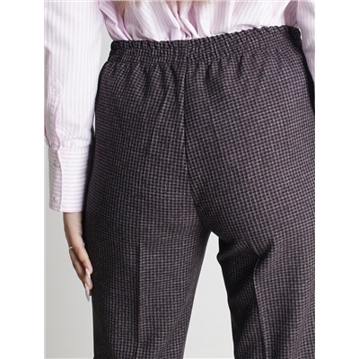 Женские брюки весна-осень Брюки классика резинка клетка бордо