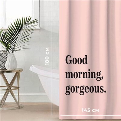 Штора для ванной водоотталкивающая «Этель» Good morning, 145×180 см, ткань оксфорд, розовая