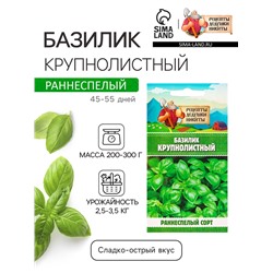 Семена Базилик «Крупнолистный», 0.2 г, «Рецепты дедушки Никиты»