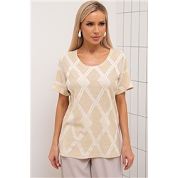 Блузка трикотажная бежевая с принтом Селеста №17