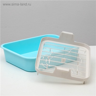 Туалет "Мур-мяу" для кошек, с сеткой, 33×25×7 см, голубой