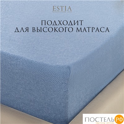 Estia МАРЛИН Простыня на резинке 160х200+30, 1 пр., хл./сатин синий