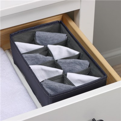Органайзер для хранения белья LaDо́m, 8 ячеек, 24×14×10 см, графитовый