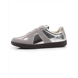 03-2106-2 DK. GREY/SILVER Кеды женские (натуральная кожа)