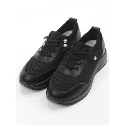 03-A629-1 BLACK Кроссовки-носки "Снокеры" женские (натуральная кожа, текстиль)