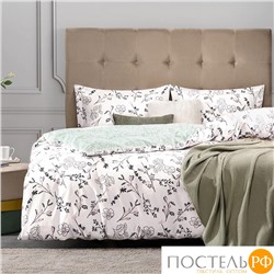 CASSIA ЭМИНЕ КПБ 145х215-2/230х250-1/50х70-2, 5 пр., хл./сатин белый/зеленый