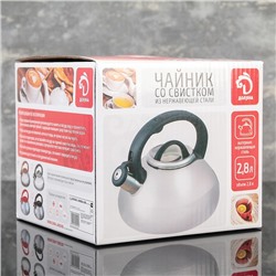 Чайник со свистком 2,8 л "Квант", фиксированная ручка soft-touch, цвет коричневый