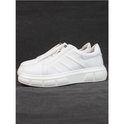 05-PDL256-1 WHITE Кроссовки женские (натуральная кожа)