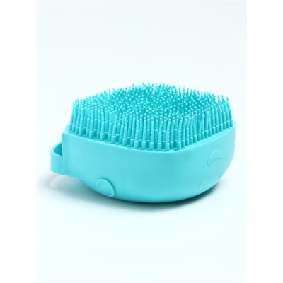 Щётка для мытья и массажа животных, с емкостью для шампуня, бирюзовая