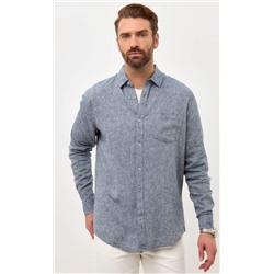 Рубашка д/р лен F111-0450-1 blue