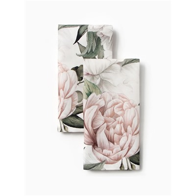 Набор салфеток с декоративными кольцами «Этель. Пионы» 40×40 см - 2 шт., 100% хлопок, саржа 190 г/м²