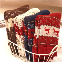 Шерстяные носки с оленями НАБОР 5 пар (Размер 36-39)