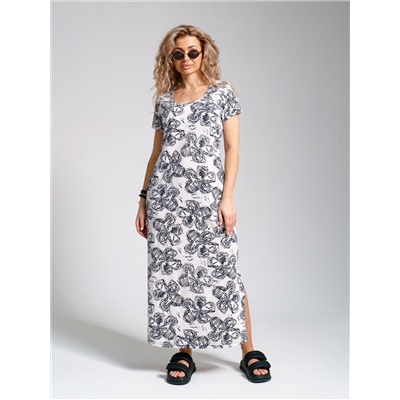 643 Платье "Цветы/молочный"